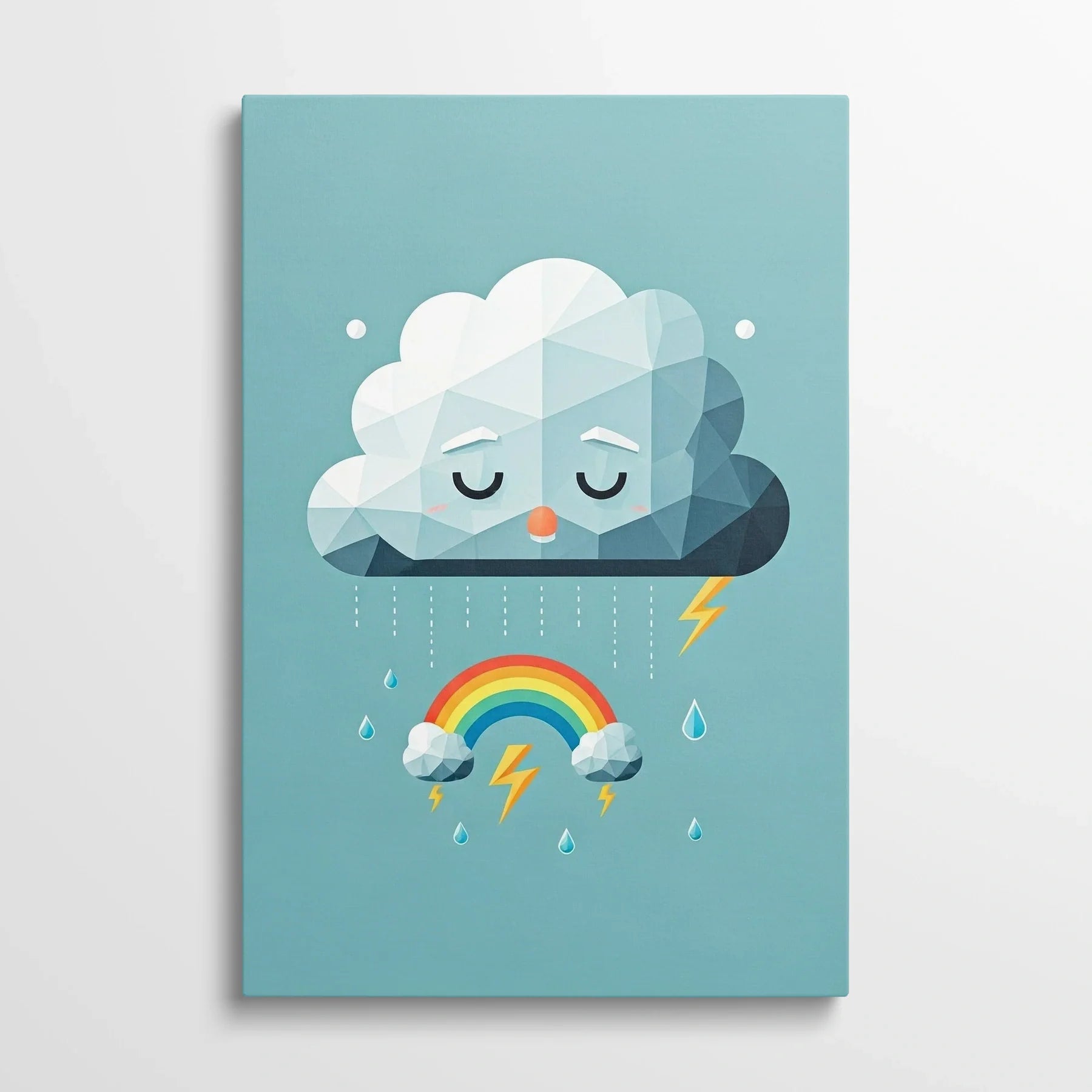 Tablou Modern - Portret Geometric cu Nor și Curcubeu - vedere din fata