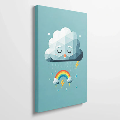 Tablou Modern - Portret Geometric cu Nor și Curcubeu - vedere din lateral
