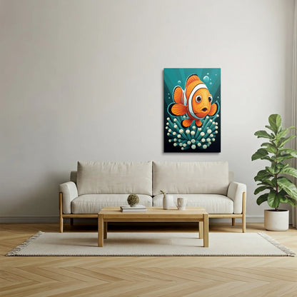 Tablou Modern - Portret Geometric Al Peștelui Clovn - vedere living