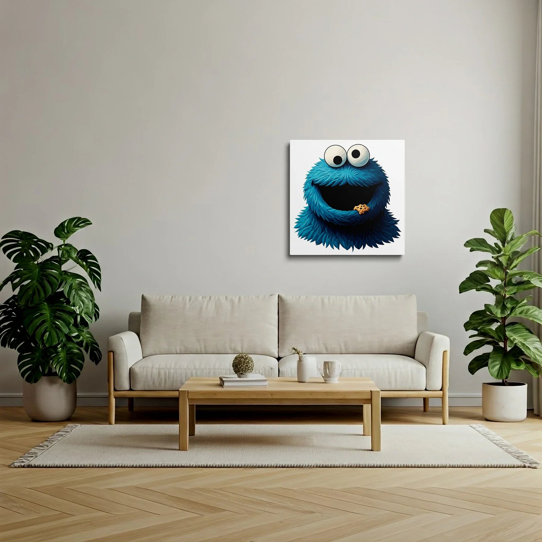 Tablou Modern - Portret Expresiv Al Monstrului Cookie - vedere living