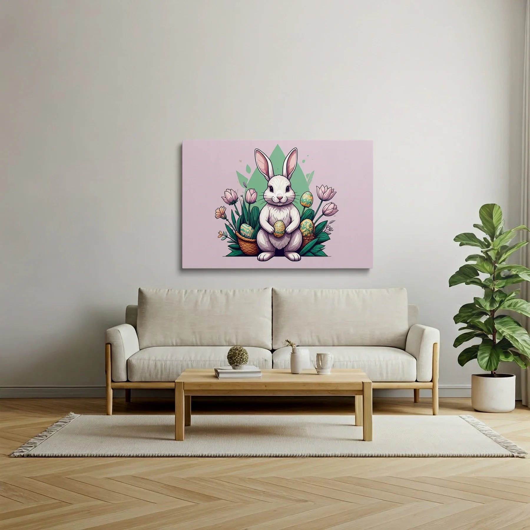 Tablou Modern - Iepuraș de Paște Geometric - vedere living