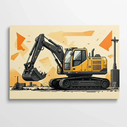 Tablou Modern - Excavator Cubist Pentru Camera Copiilor - vedere din fata