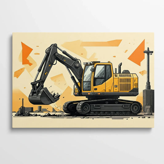 Tablou Modern - Excavator Cubist Pentru Camera Copiilor - vedere din fata