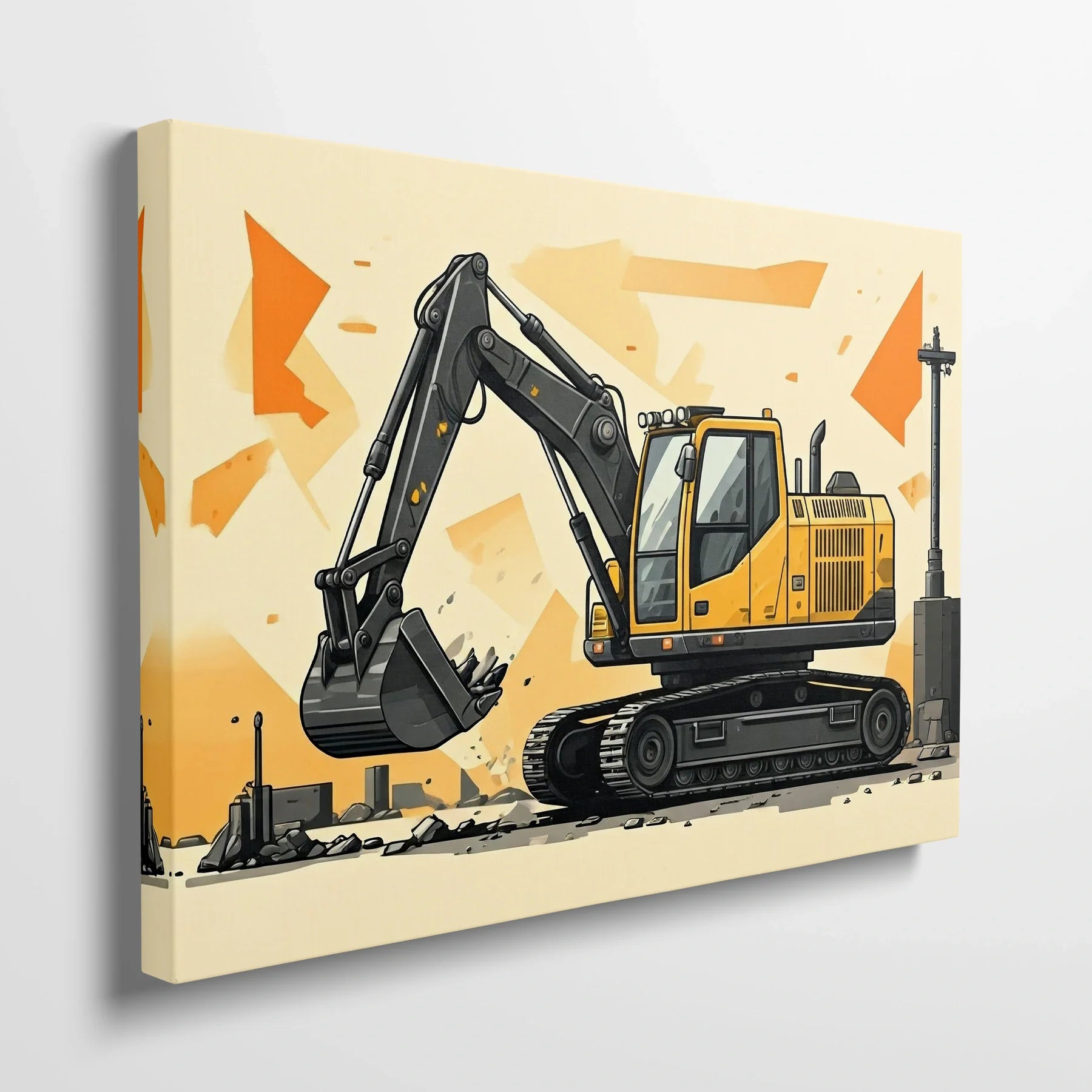 Tablou Modern - Excavator Cubist Pentru Camera Copiilor - vedere din lateral