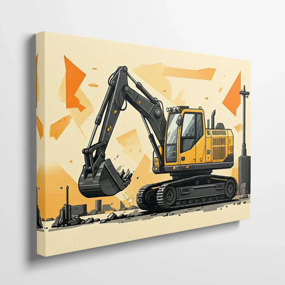 Tablou Modern - Excavator Cubist Pentru Camera Copiilor - vedere din lateral