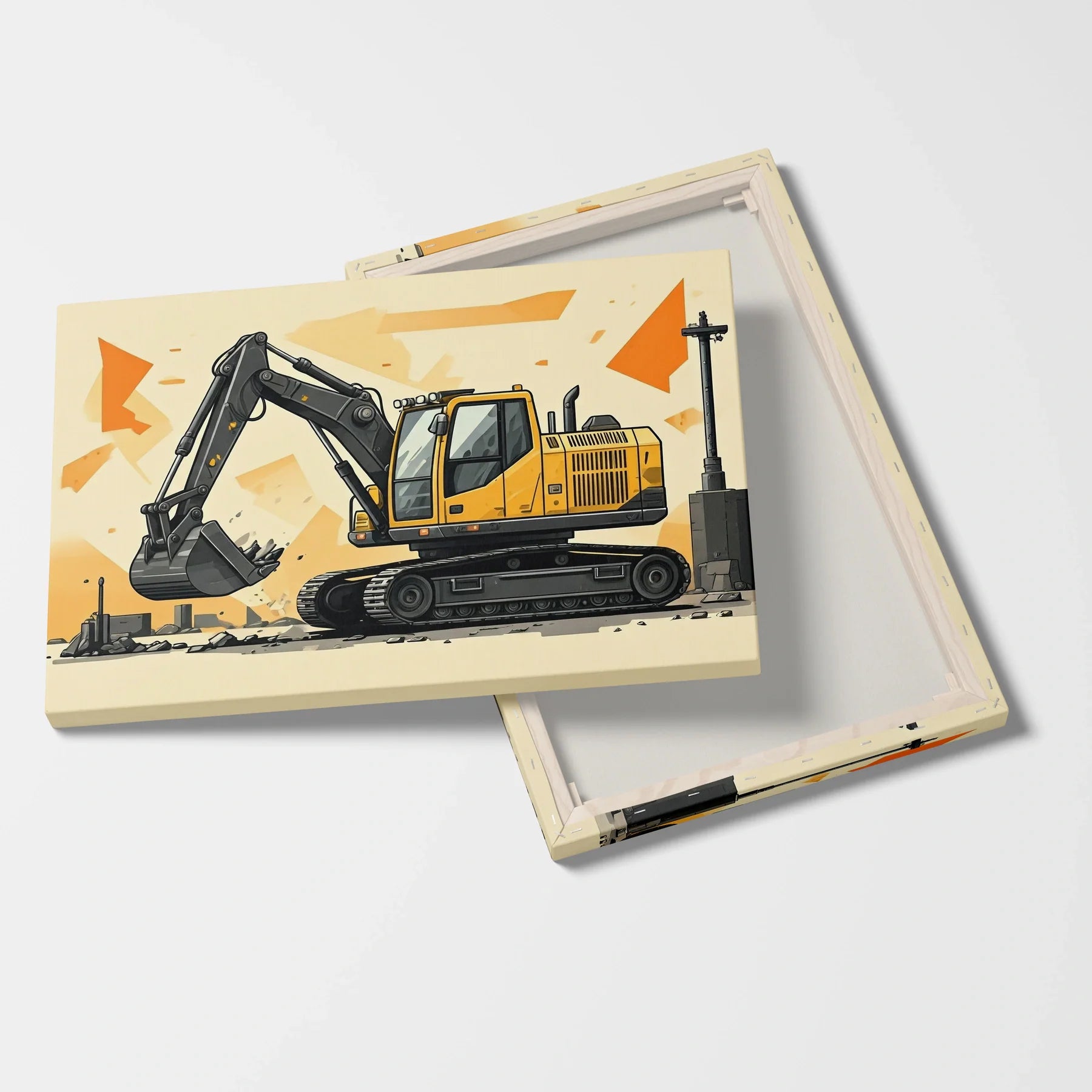 Tablou Modern - Excavator Cubist Pentru Camera Copiilor - vedere fata verso