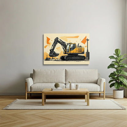 Tablou Modern - Excavator Cubist Pentru Camera Copiilor - vedere living
