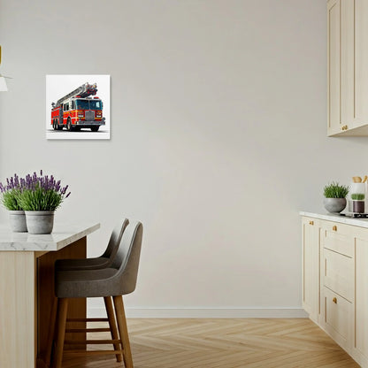 Tablou Modern - Camion de Pompieri Cubist Colorat - vedere bucatarie