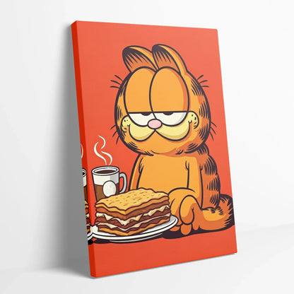 Tablou Modern - Garfield în Culori Intense - vedere din lateral sprijinit perete