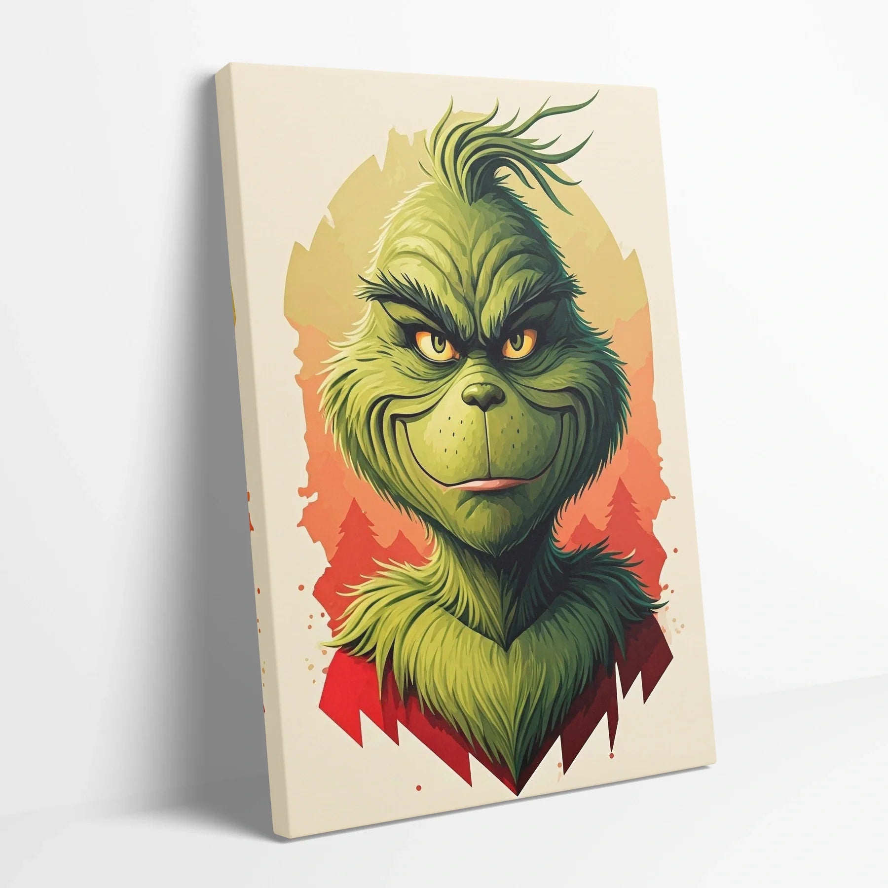Tablou Modern - Grinch Cubist Colorat - vedere din lateral sprijinit perete