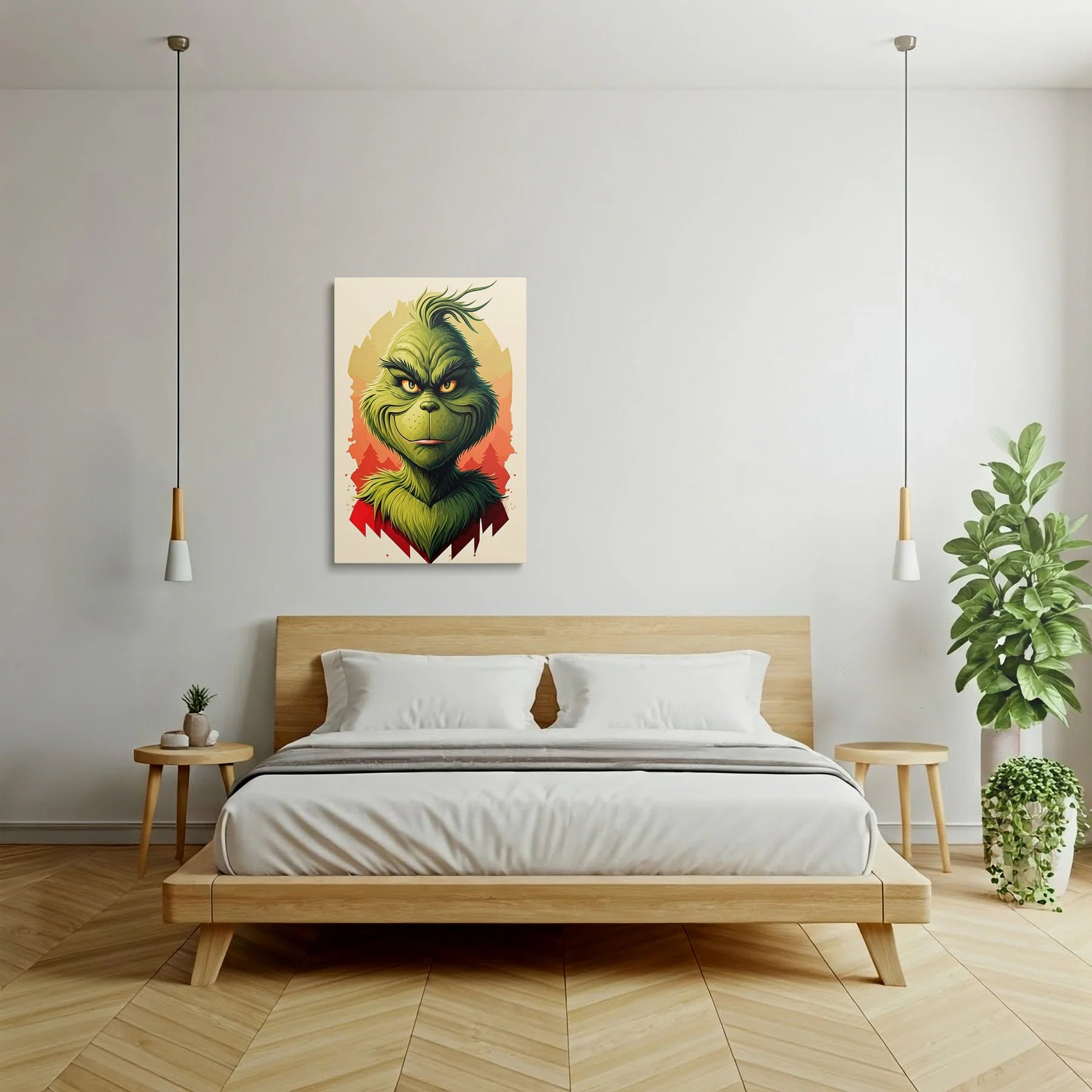 Tablou Modern - Grinch Cubist Colorat - vedere dormitor