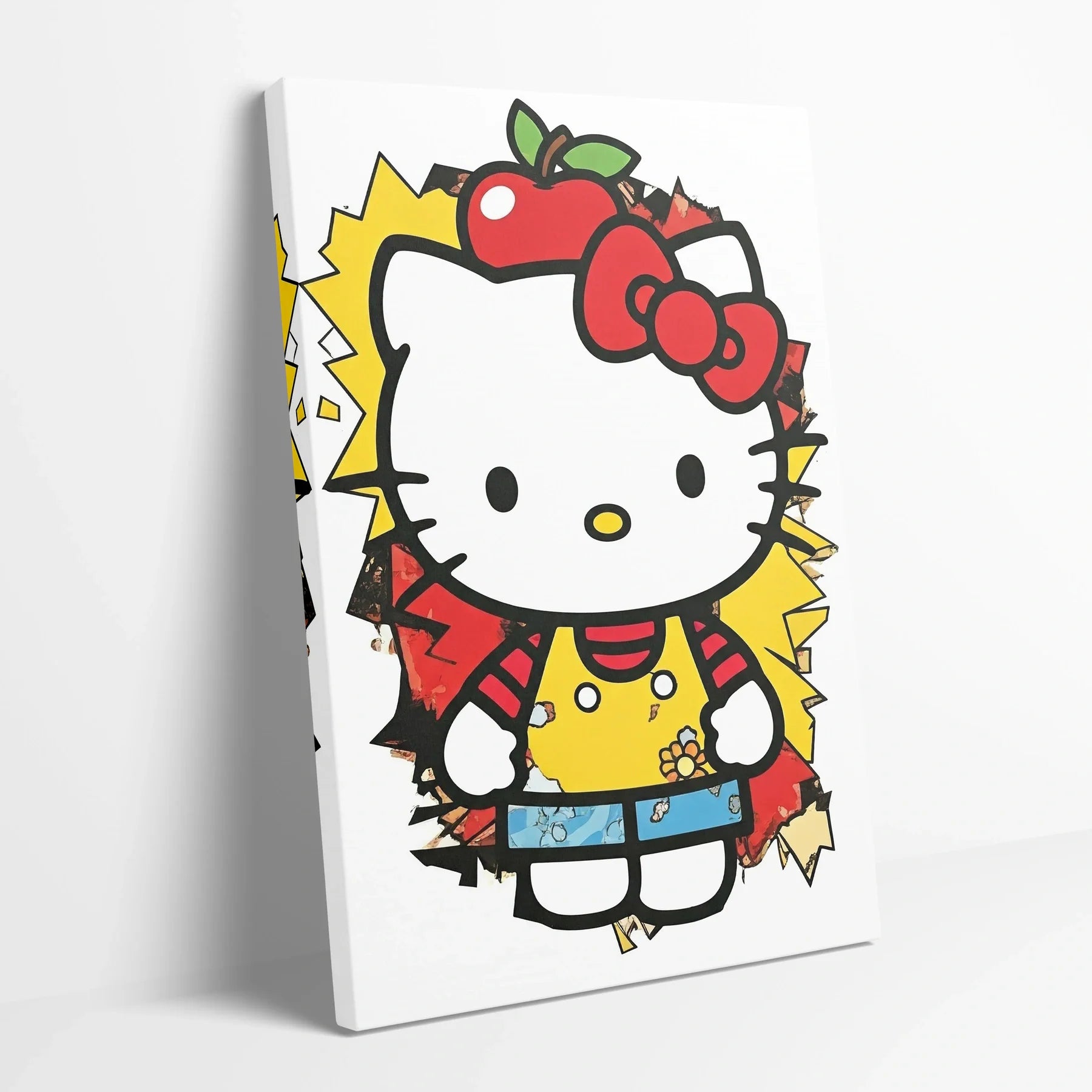 Tablou Modern - Portret Geometric Hello Kitty - vedere din lateral sprijinit perete