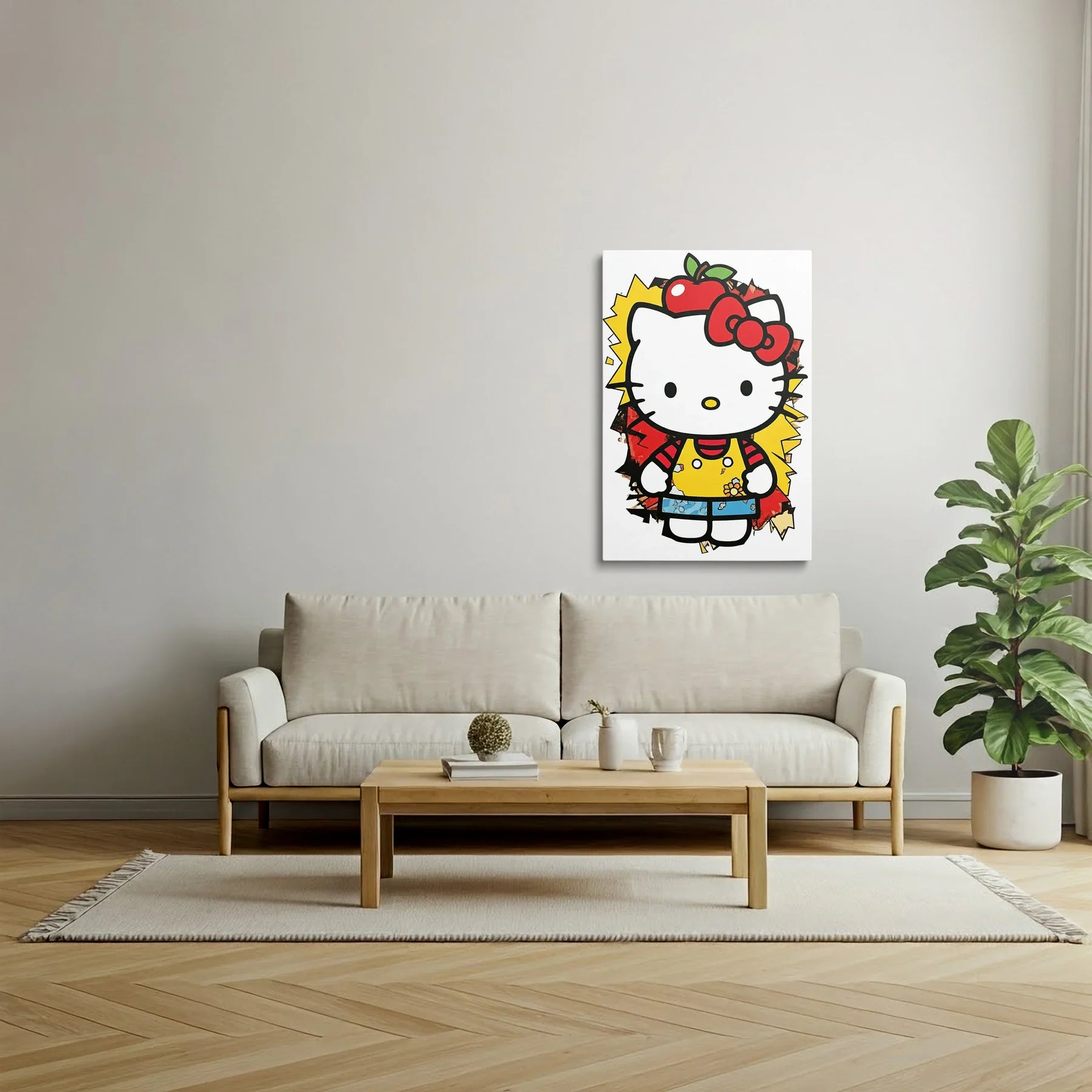 Tablou Modern - Portret Geometric Hello Kitty - vedere living