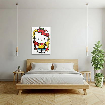 Tablou Modern - Portret Geometric Hello Kitty - vedere dormitor