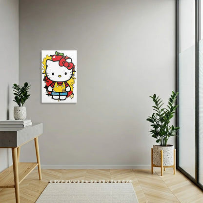 Tablou Modern - Portret Geometric Hello Kitty - vedere hol