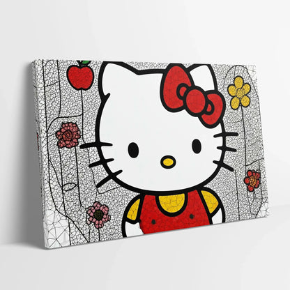 Tablou Modern - Hello Kitty Cubist Colorat - vedere din lateral sprijinit perete