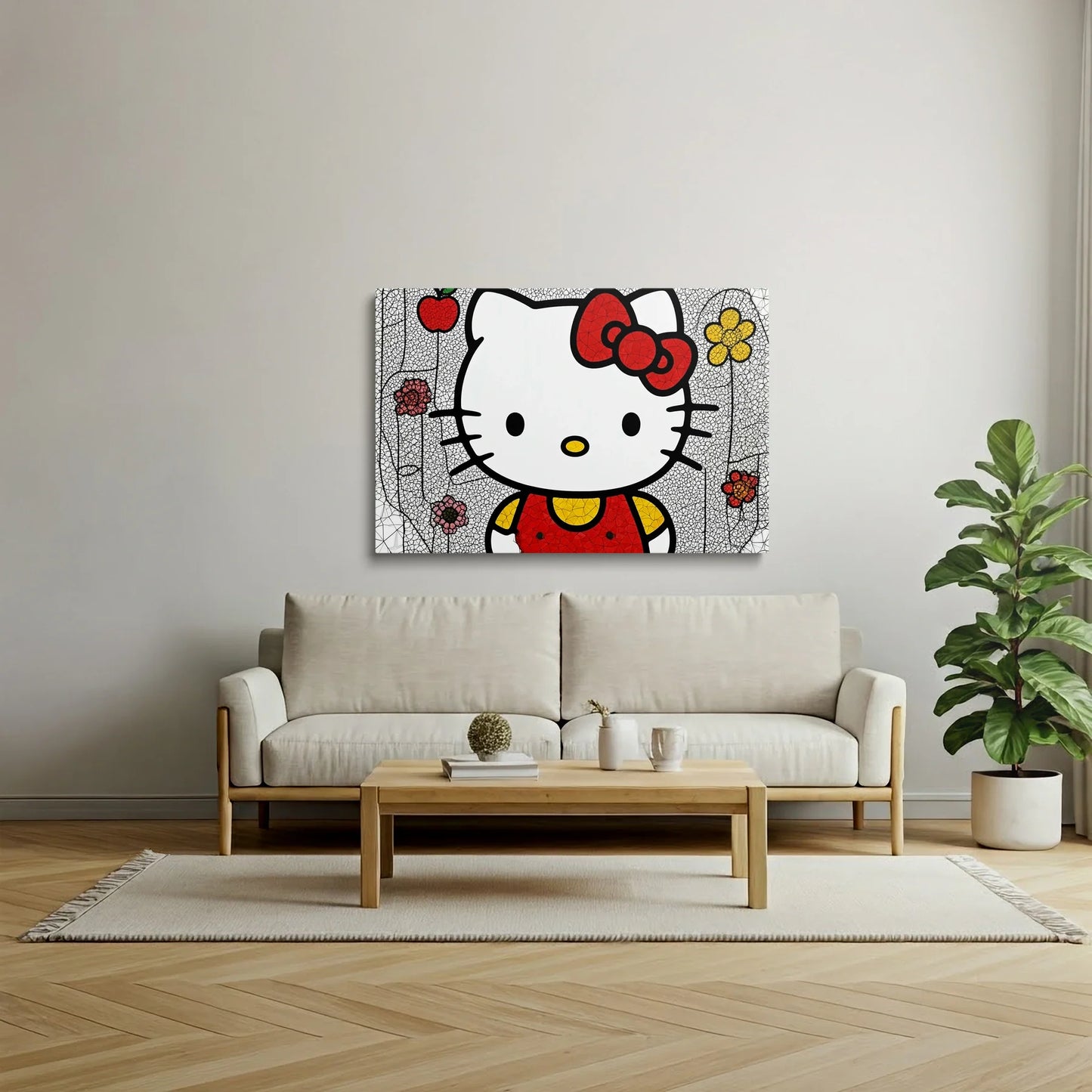 Tablou Modern - Hello Kitty Cubist Colorat - vedere living
