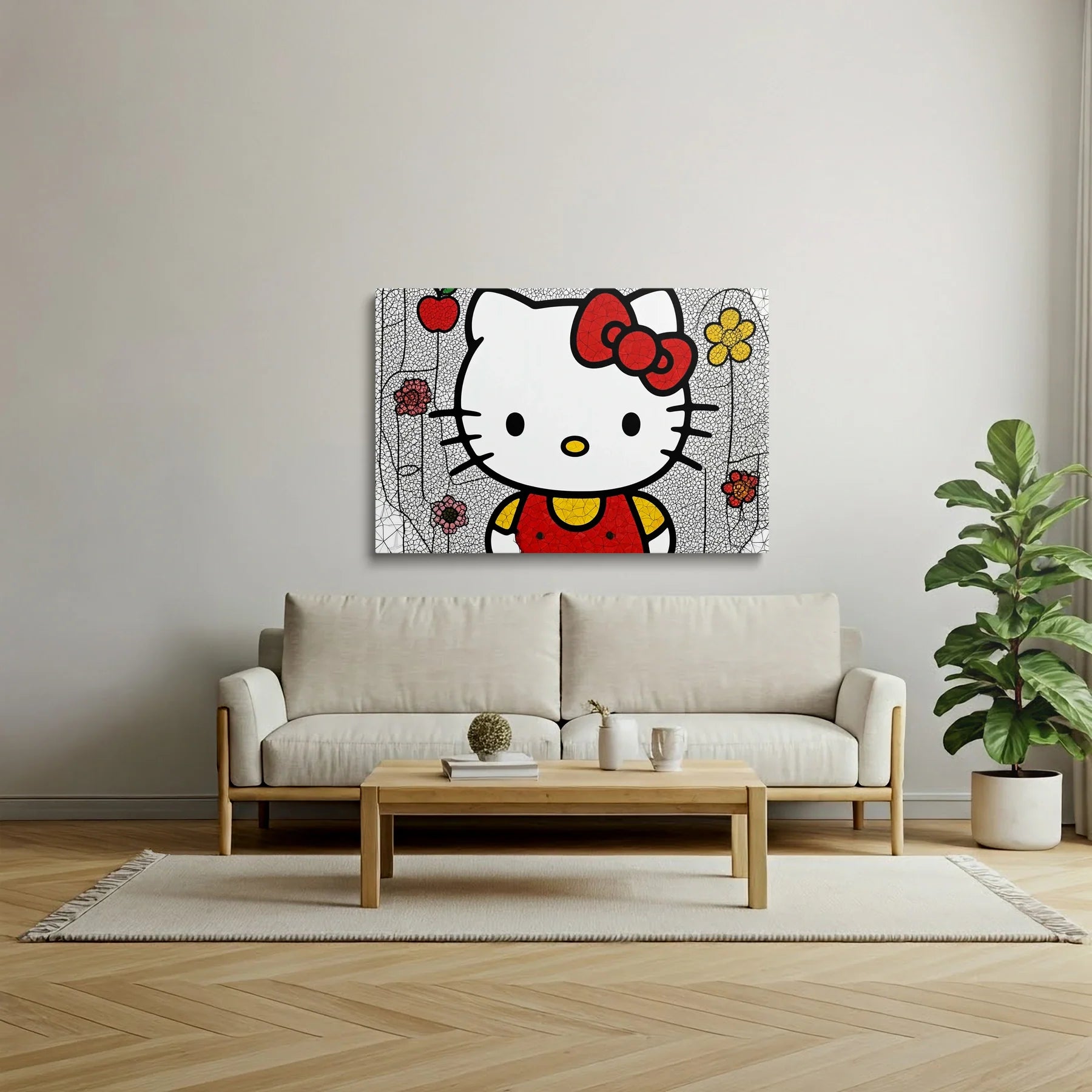 Tablou Modern - Hello Kitty Cubist Colorat - vedere living