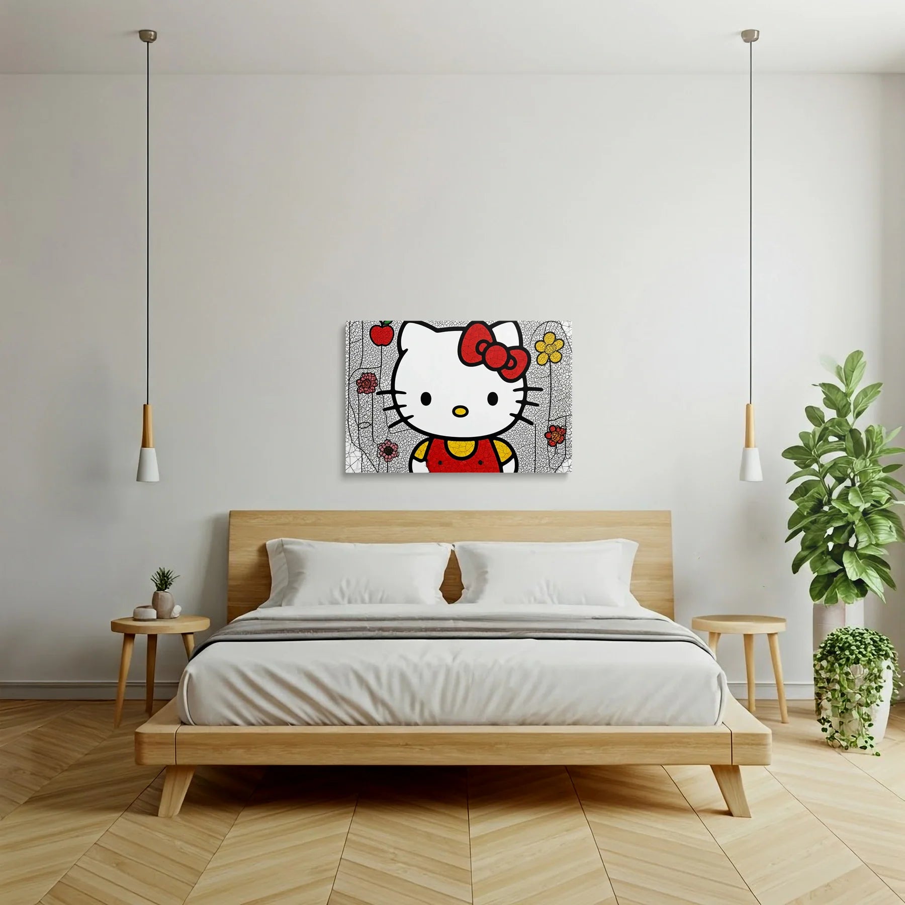 Tablou Modern - Hello Kitty Cubist Colorat - vedere dormitor