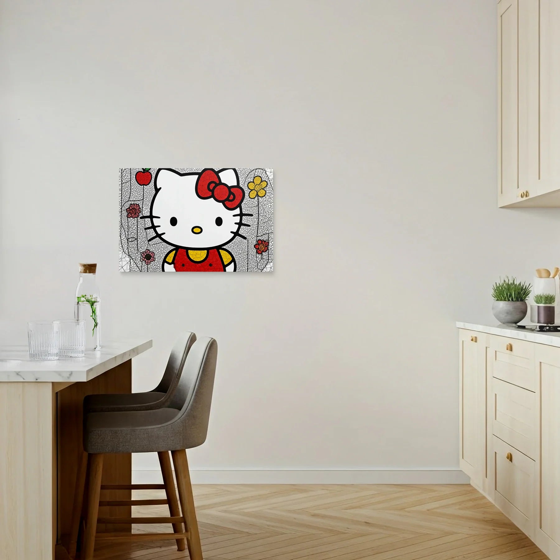 Tablou Modern - Hello Kitty Cubist Colorat - vedere bucatarie