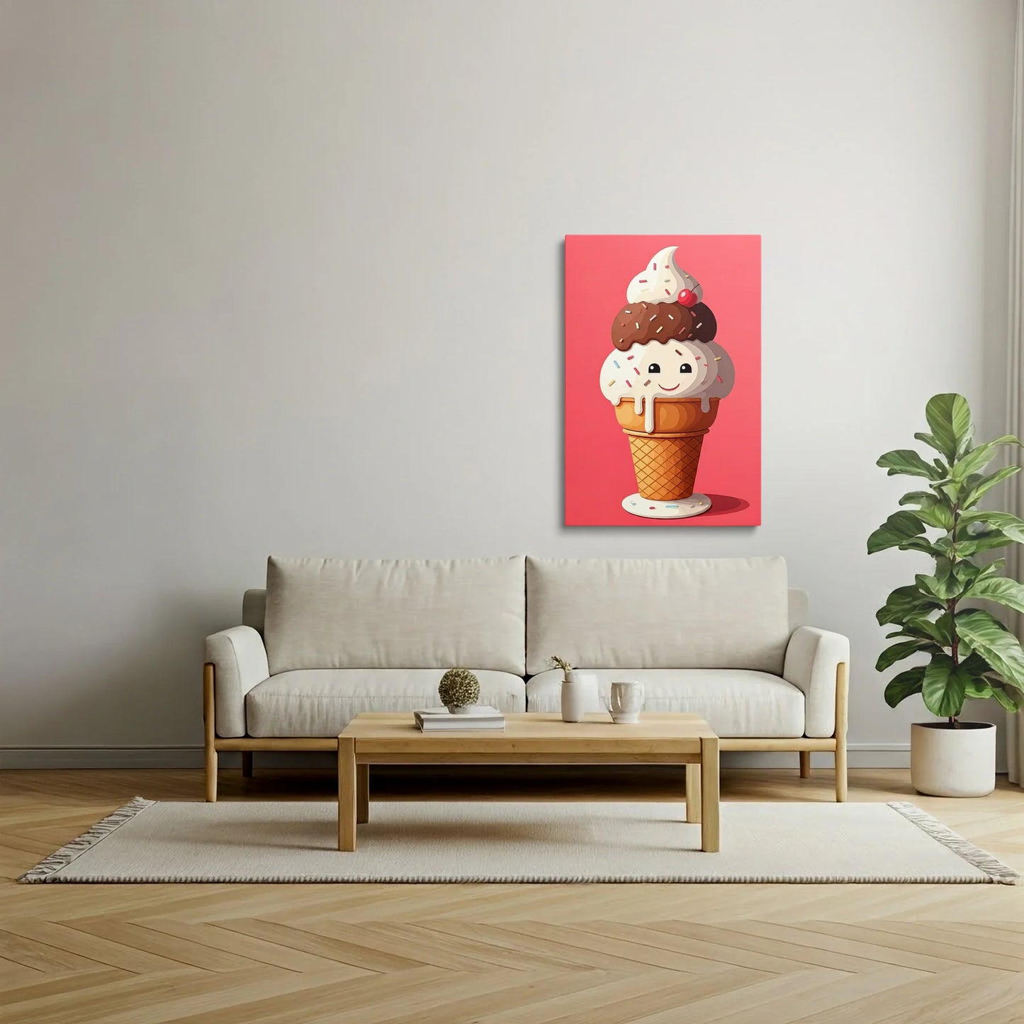 Tablou Modern - Înghețată Geometrică Viu Colorată - vedere living