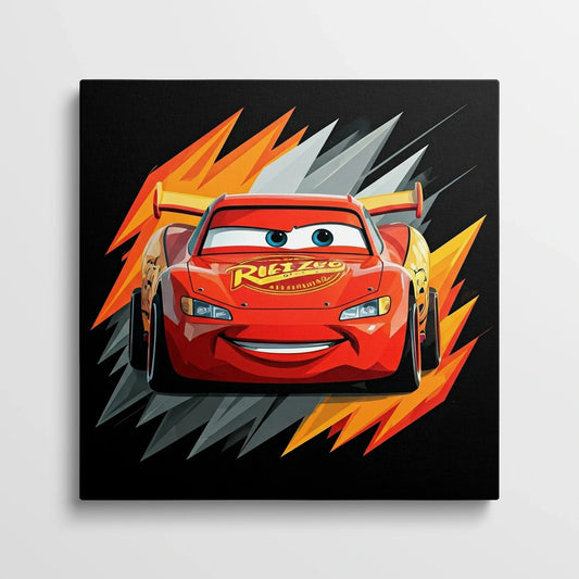 Tablou Modern - Lightning Mcqueen în Stil Cubist - vedere din fata
