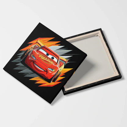 Tablou Modern - Lightning Mcqueen în Stil Cubist - vedere fata verso