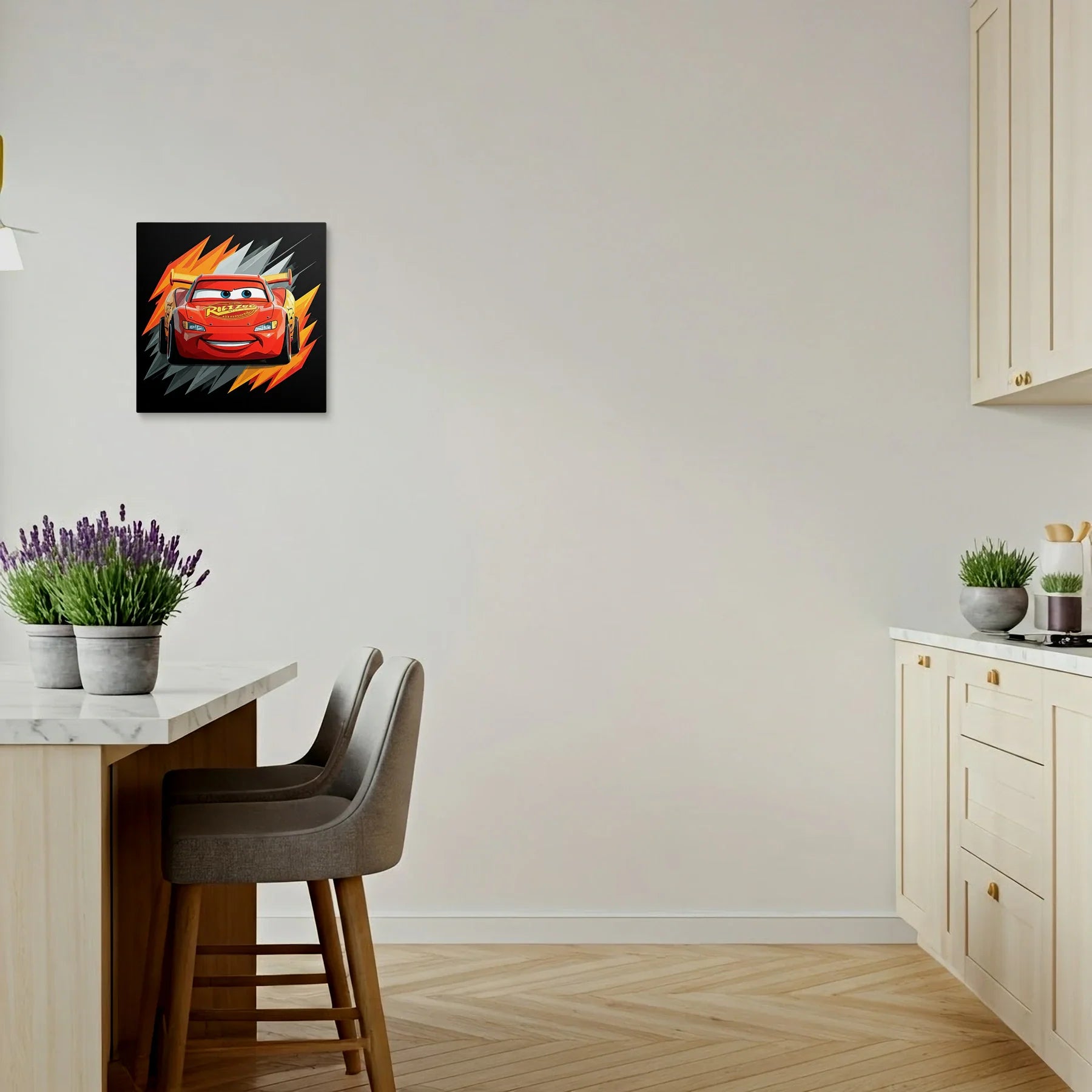Tablou Modern - Lightning Mcqueen în Stil Cubist - vedere bucatarie