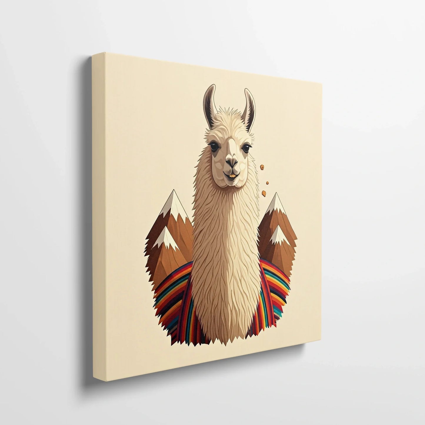 Tablou Modern - Llama Geometric Colorat Pentru Copii - vedere din lateral sprijinit perete