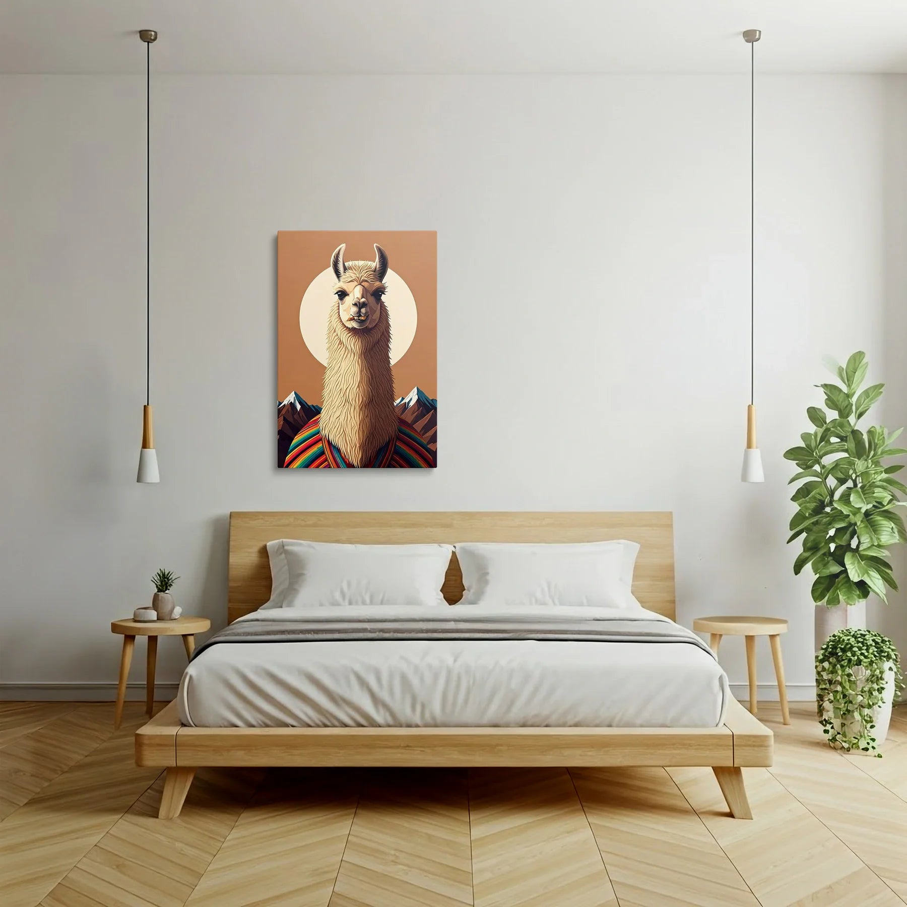 Tablou Modern - Portret Geometric de Lamă Colorată - vedere dormitor