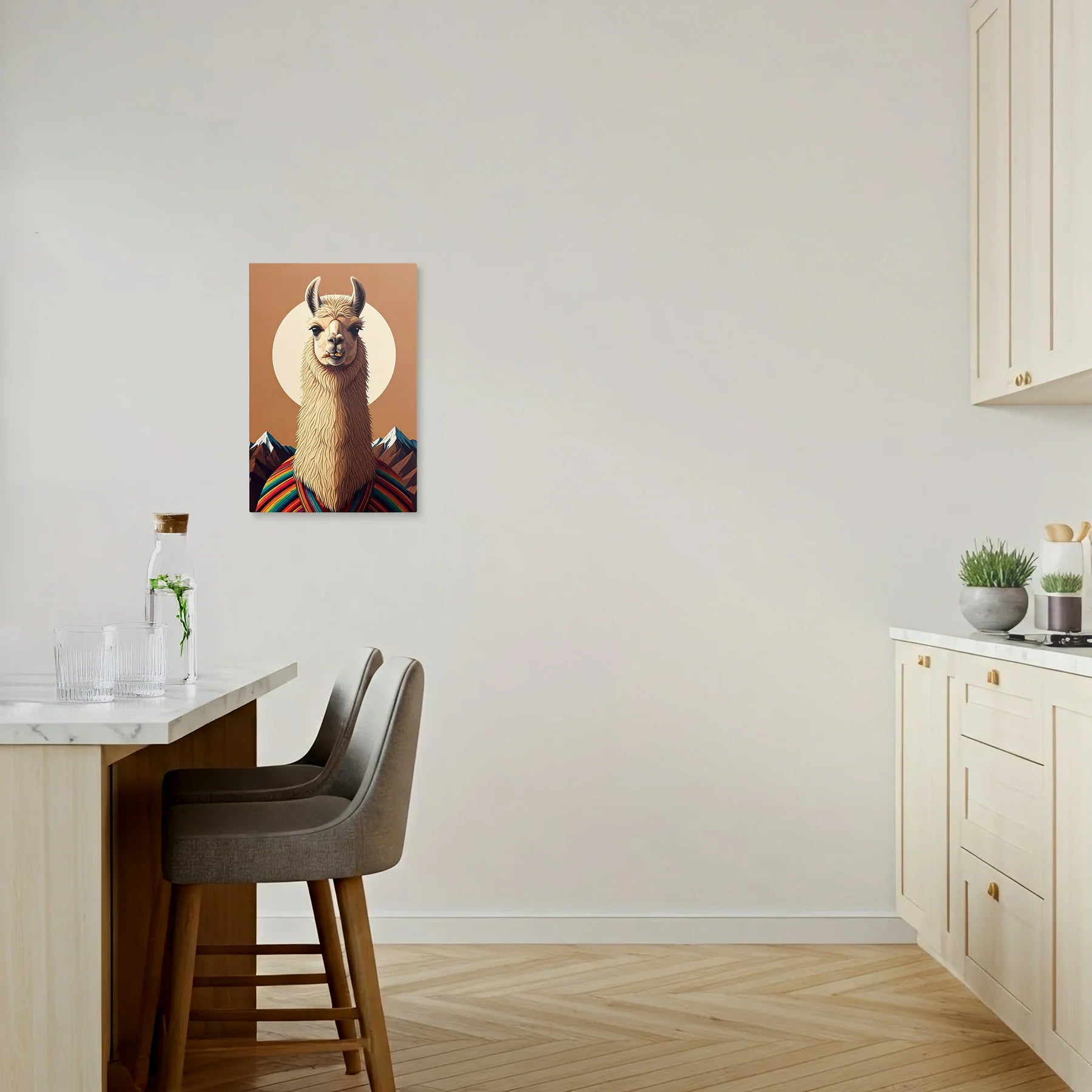 Tablou Modern - Portret Geometric de Lamă Colorată - vedere bucatarie