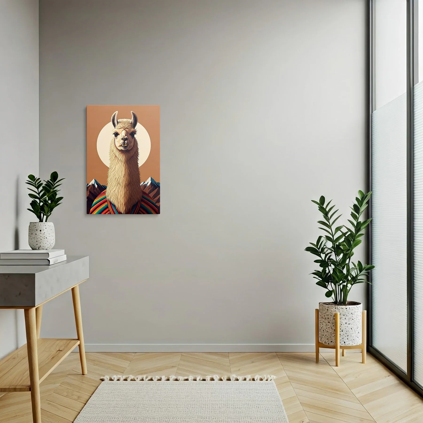Tablou Modern - Portret Geometric de Lamă Colorată - vedere hol