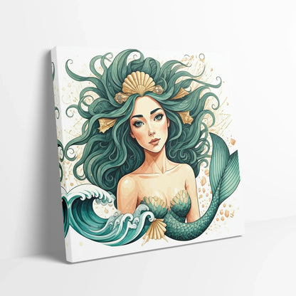 Tablou Modern - Portret Geometric Al Unei Sirene - vedere din lateral