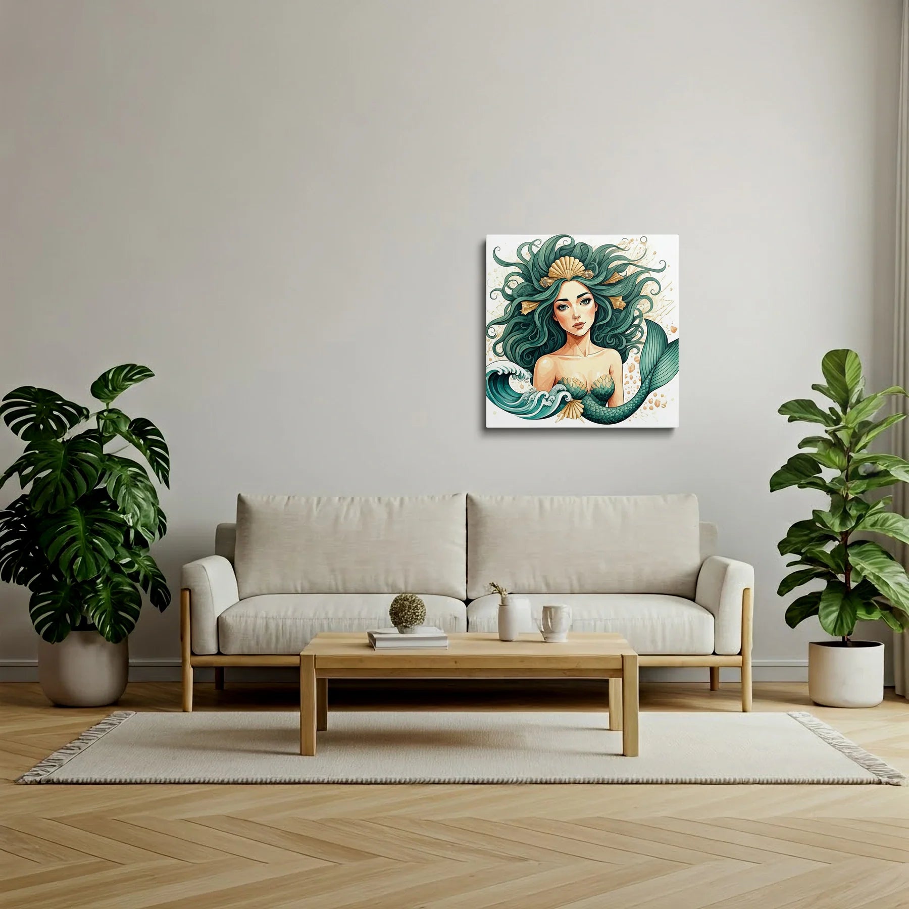 Tablou Modern - Portret Geometric Al Unei Sirene - vedere living