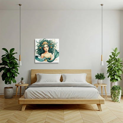 Tablou Modern - Portret Geometric Al Unei Sirene - vedere dormitor