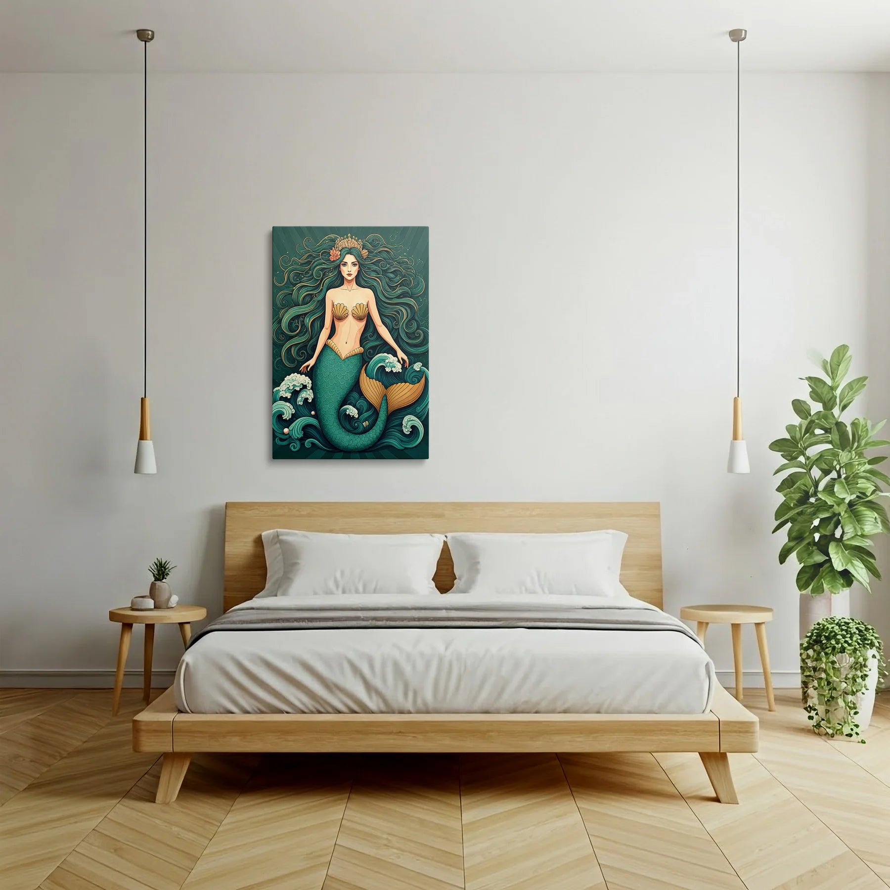 Tablou Modern - Portret Geometric Al Sirenei - vedere dormitor