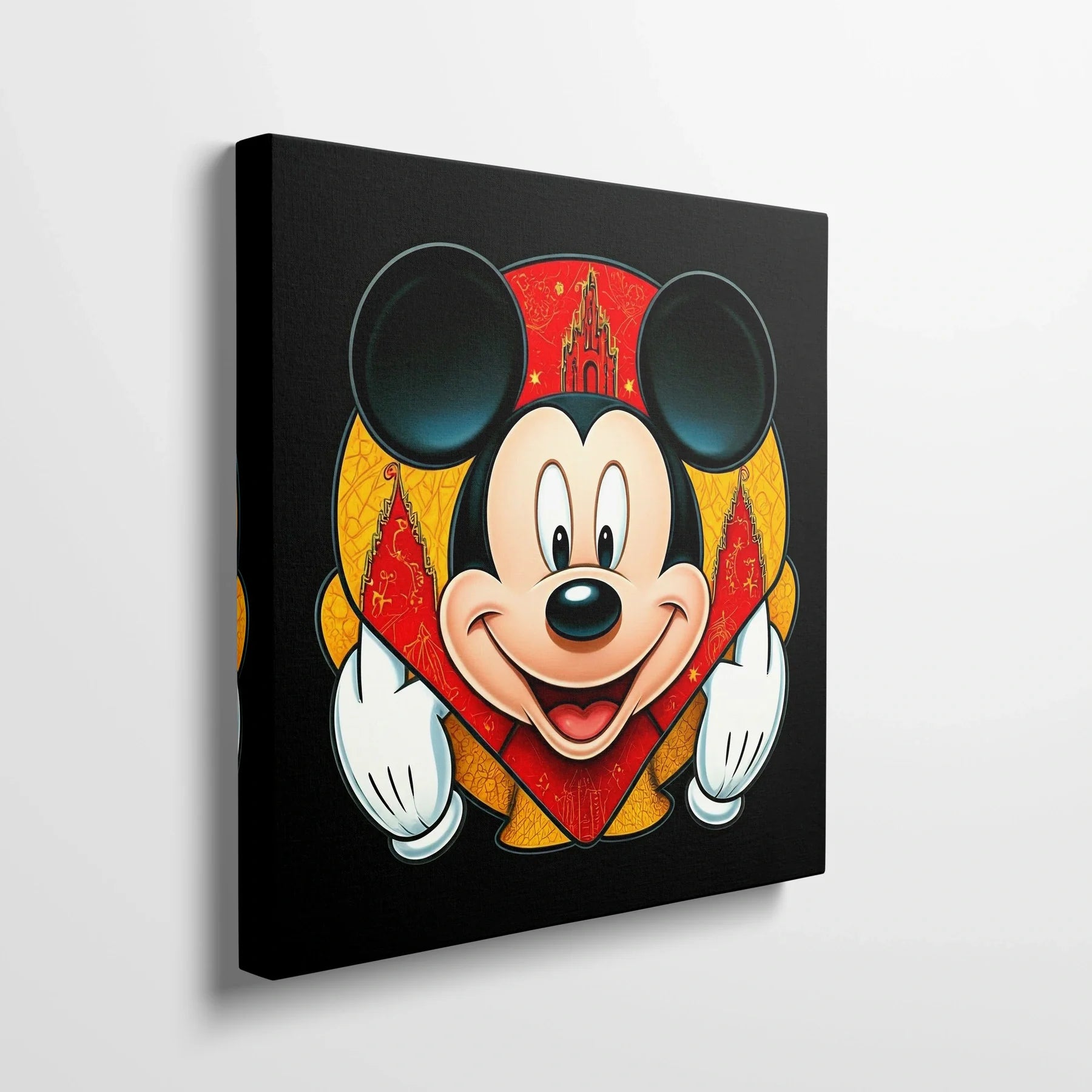 Tablou Modern - Mickey Mouse Cubist Colorat - vedere din lateral sprijinit perete