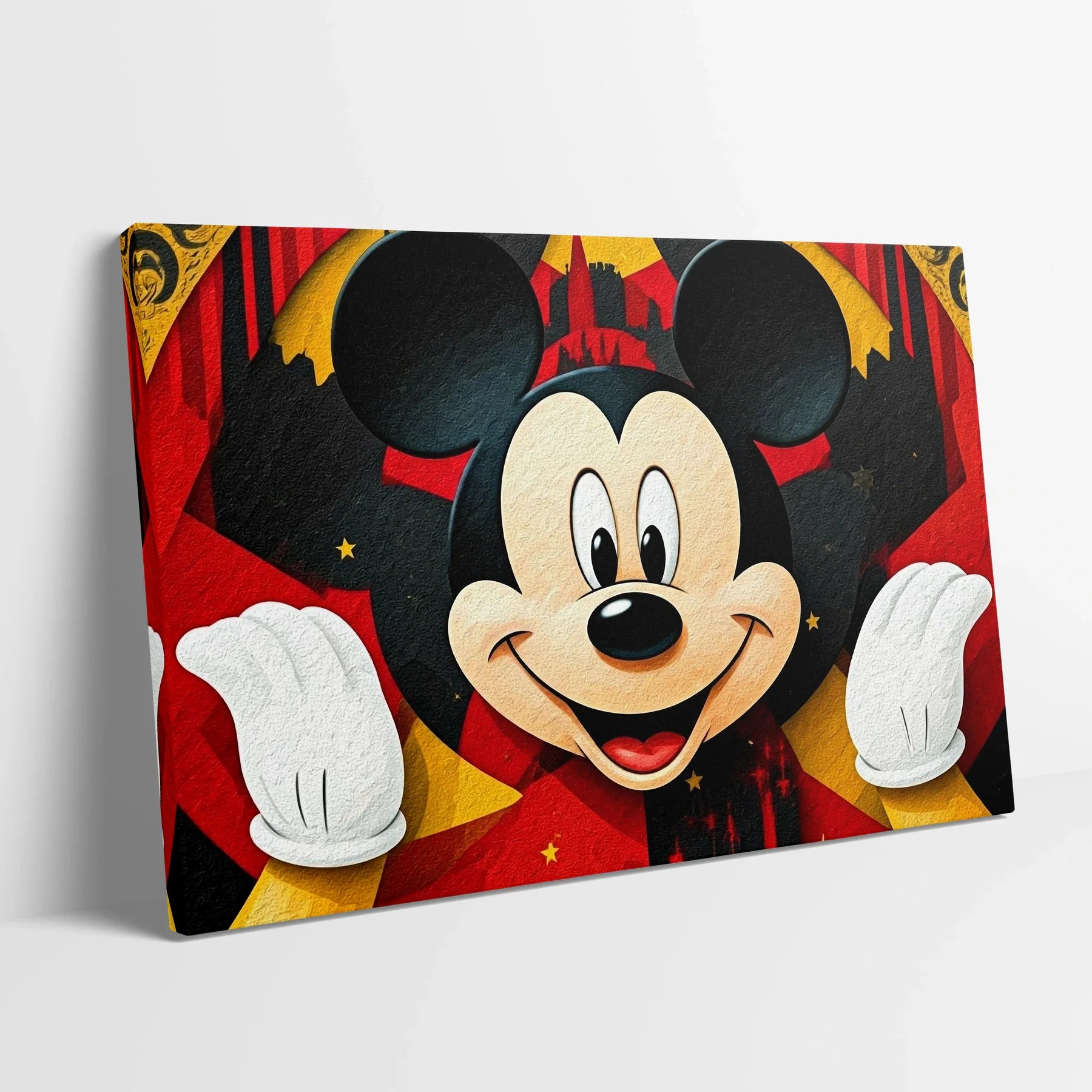 Tablou Modern - Portret Geometric Al Lui Mickey Mouse - vedere din lateral sprijinit perete