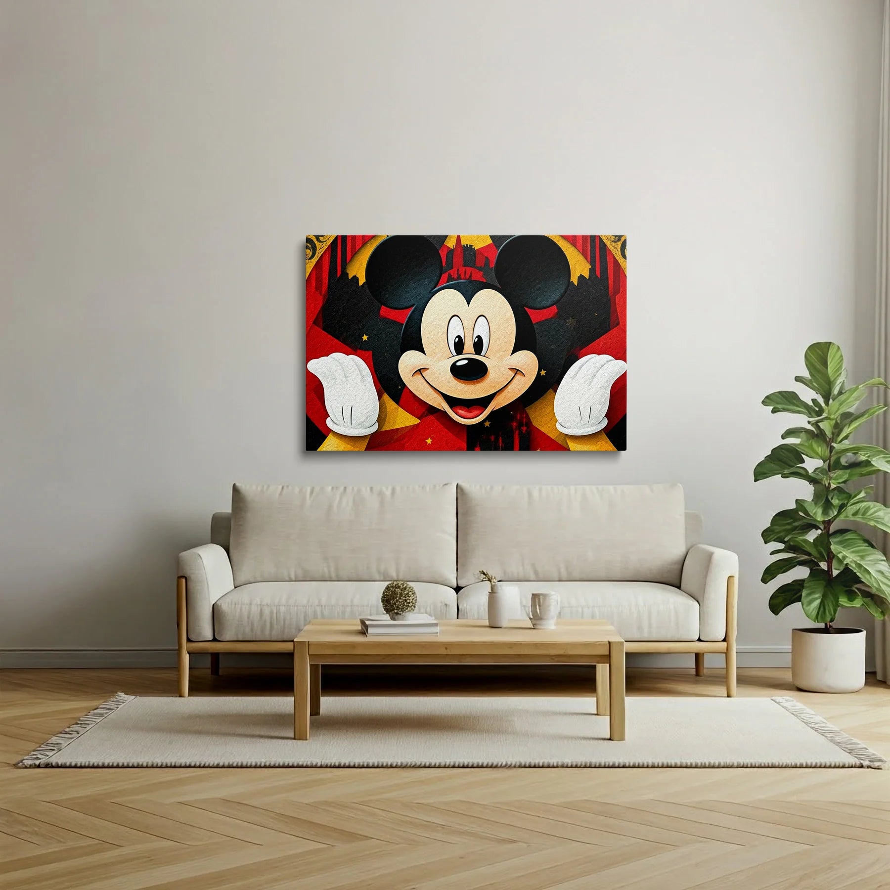 Tablou Modern - Portret Geometric Al Lui Mickey Mouse - vedere living