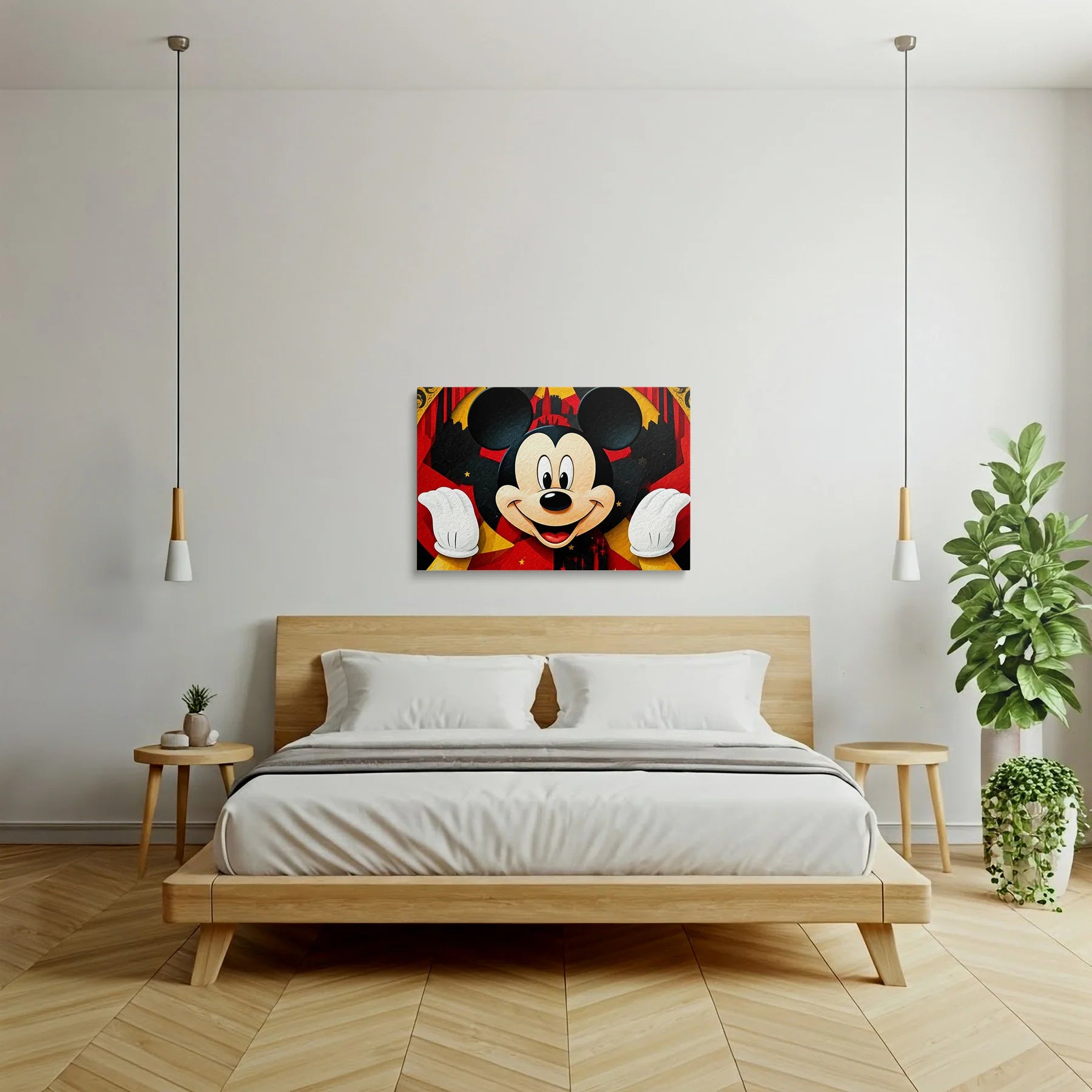 Tablou Modern - Portret Geometric Al Lui Mickey Mouse - vedere dormitor