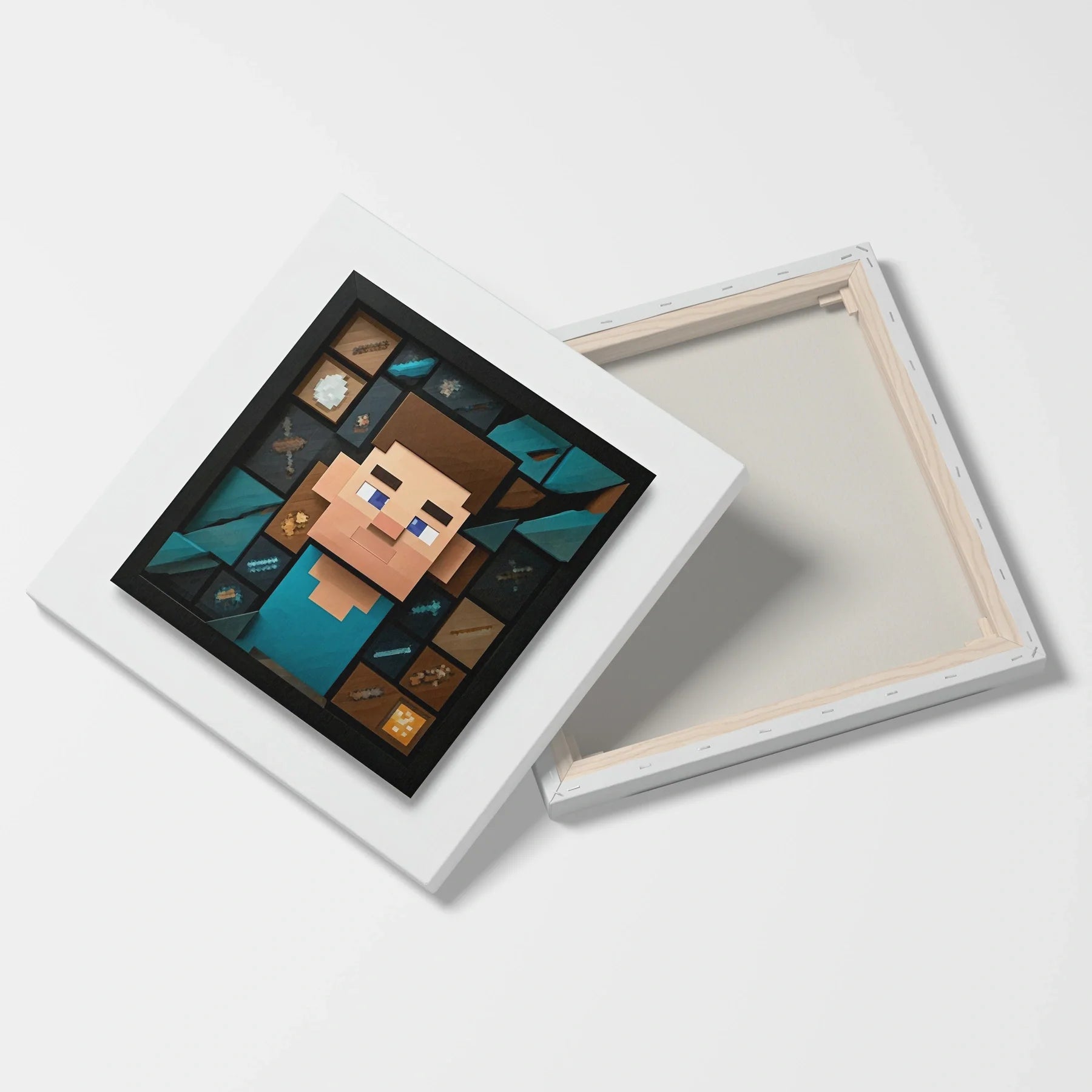 Tablou Modern - Portret Cubist Minecraft Steve - vedere fata verso