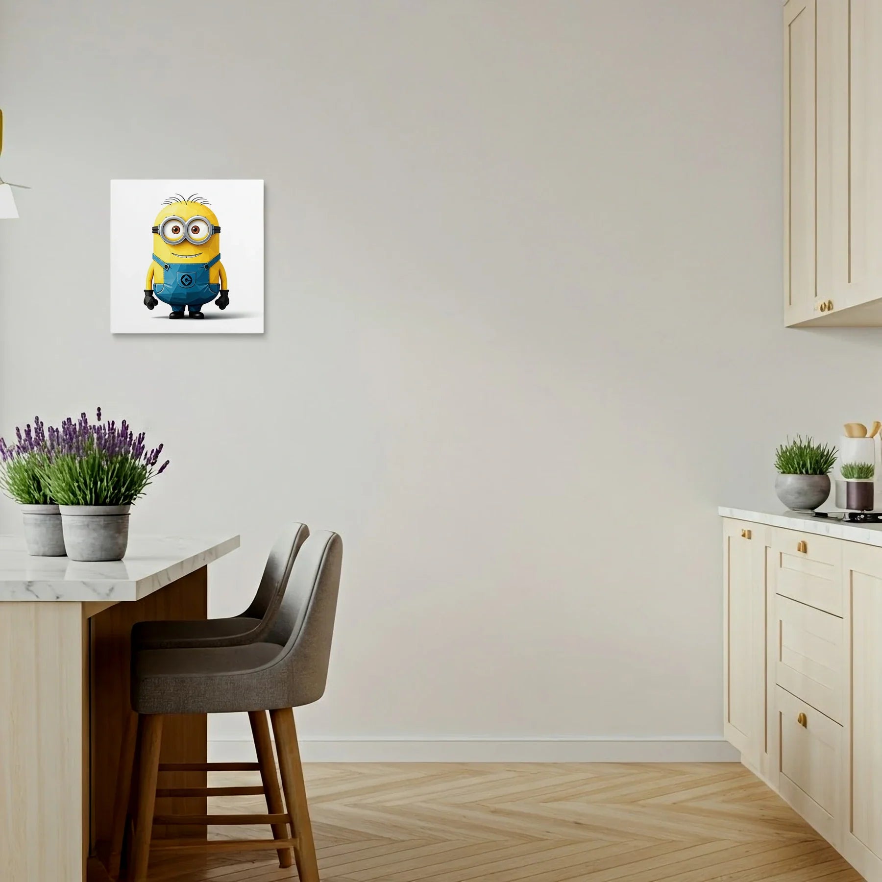 Tablou Modern - Portret Geometric Al Unui Minion - vedere bucatarie