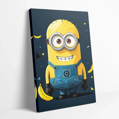 Tablou Modern - Portret Geometric cu Minion - vedere din lateral sprijinit perete