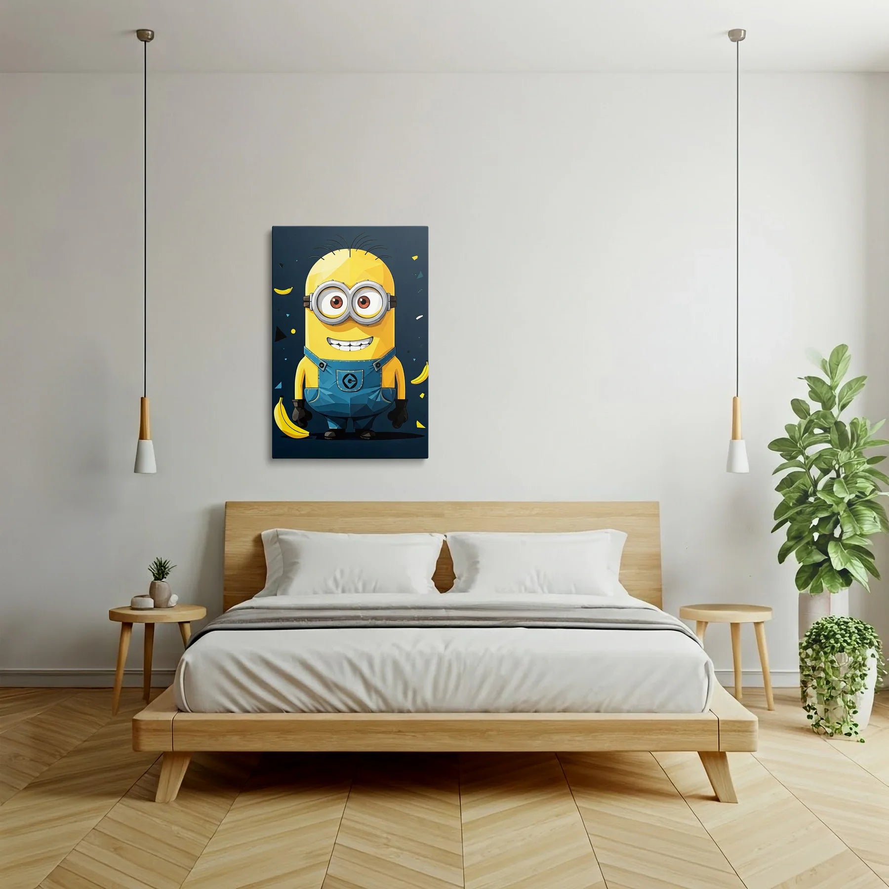 Tablou Modern - Portret Geometric cu Minion - vedere dormitor