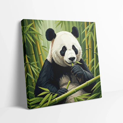 Tablou Modern - Panda Geometric în Natură - vedere din lateral