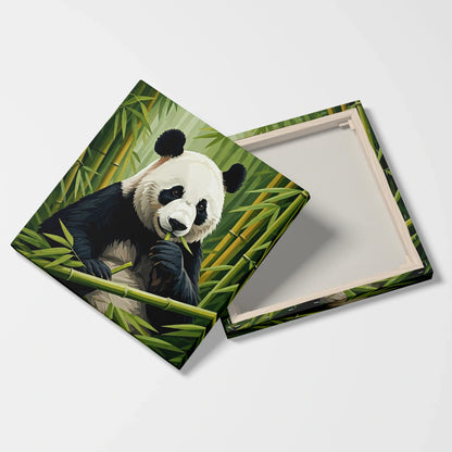 Tablou Modern - Panda Geometric în Natură - vedere fata verso