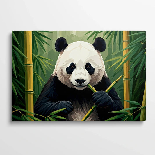 Tablou Modern - Panda Cubist în Natură - vedere din fata