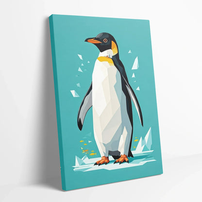 Tablou Modern - Portretul Colorat Al Unui Pinguin Stilizat - vedere din lateral sprijinit perete