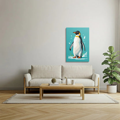 Tablou Modern - Portretul Colorat Al Unui Pinguin Stilizat - vedere living