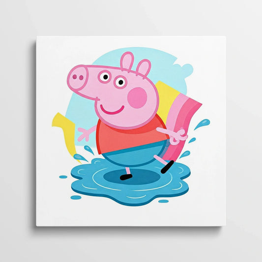 Tablou Modern - Peppa Pig în Joacă cu Apele - vedere din fata